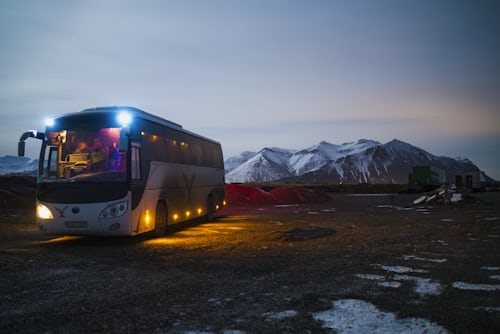 Busiby coach on UK road